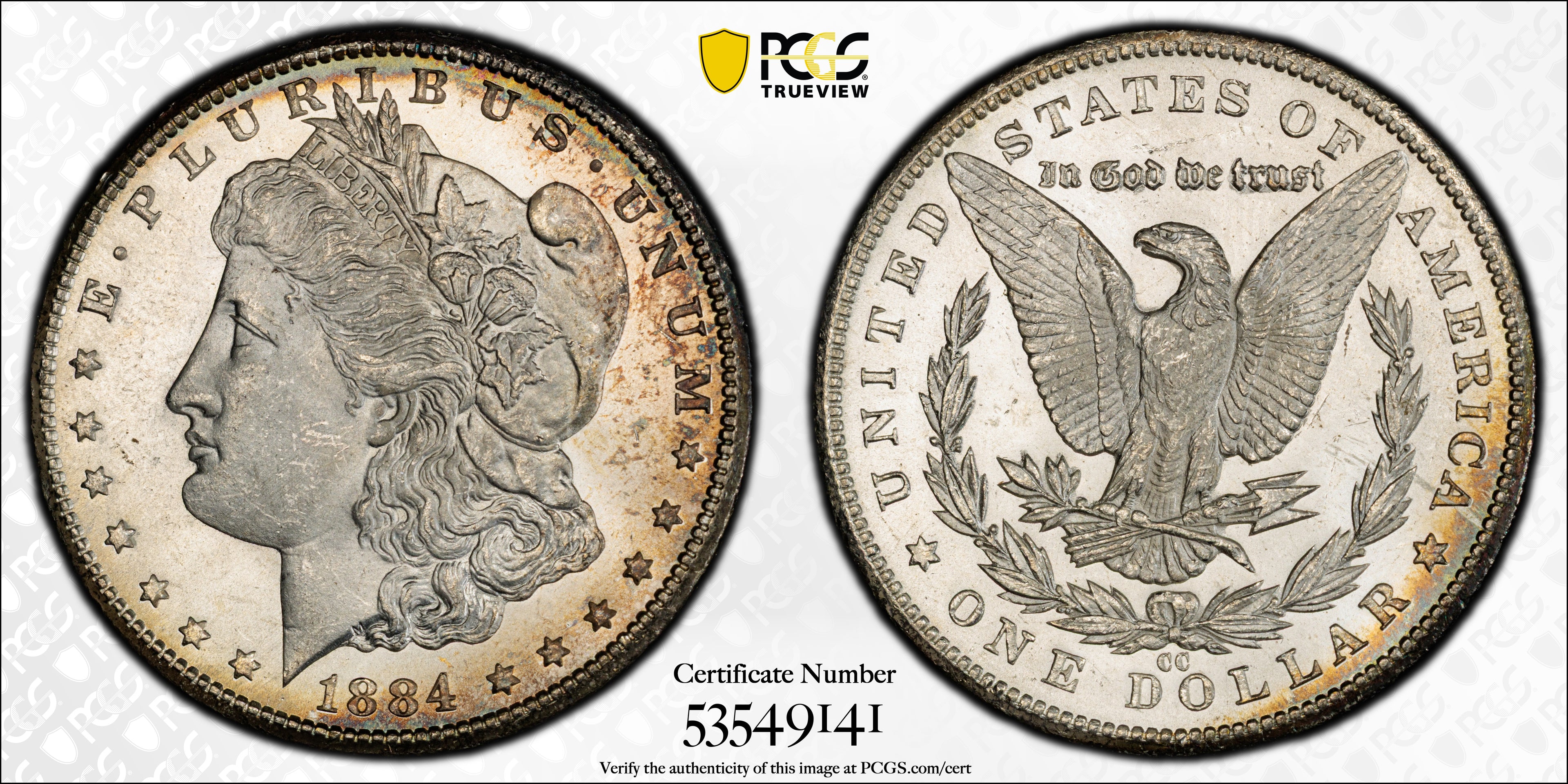 1884 CC Morgan Silver Dollar PCGS MS 64